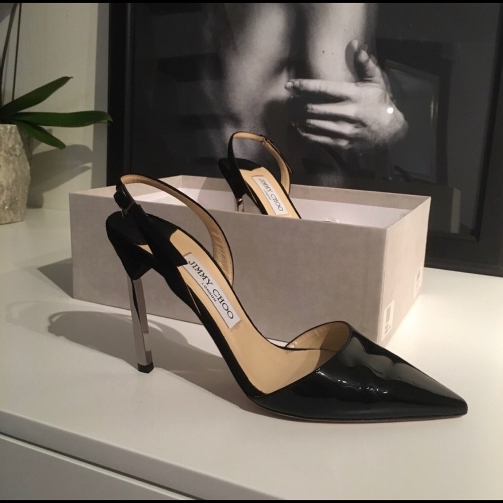 Jimmy Choo Patent Leather Slingback Pumps - Picture 2 of 3